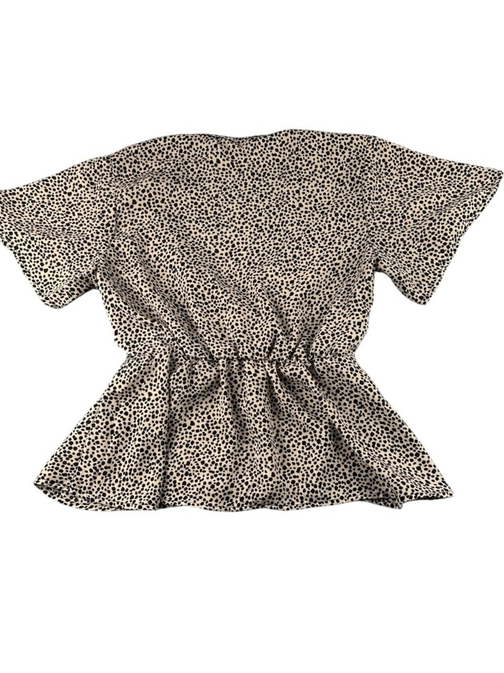 Hesperus Cheetah Leopard Print Faux Wrap Peplum Blouse Top XS - Picture 4 of 13